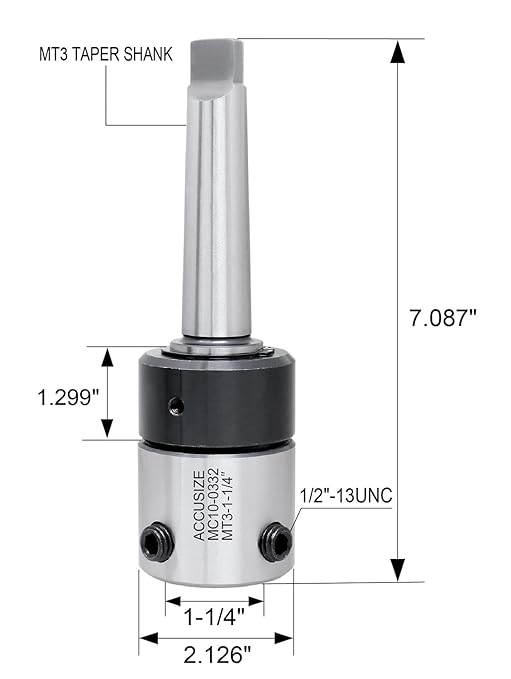 Accusize Industrial Tools Annular Cutter Arbor, Mt3 to 1-1/4'' Weldon Shank with Coolant System for Drill-Use Annular Cutters, Mc10-0332