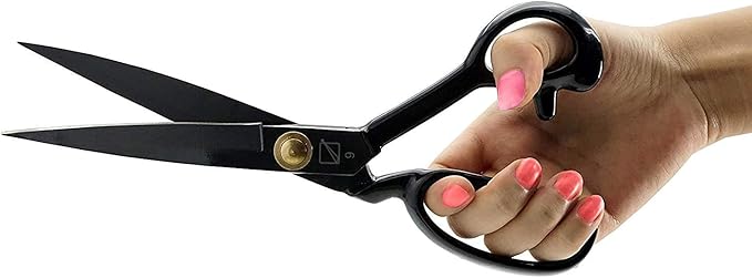 Sewing Scissors, 9 Inch Fabric Dressmaking Scissors Heavy Duty Shears Sharp Cutting for Crafting, Leather, Dressmaking, Tailoring, Altering(9 Inch Black, Right-Handed)