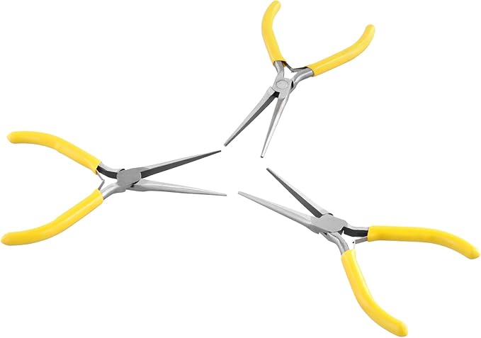 12 PCS 6 Inch Needle Nose Pliers, Long Needle Nose Pliers, Yellow Handle Tapered Needle Nose Plier for Handmade Craft, Jewelry Making