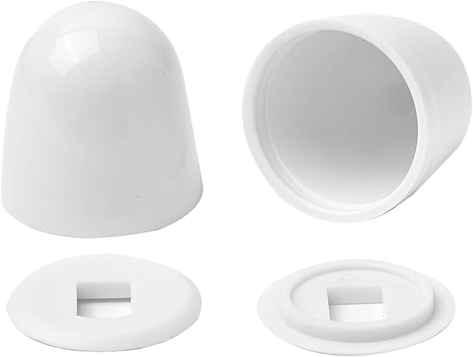 8Packs Universal Toilet Bolt Caps, Round Plastic Push-On Toilet Bowl Bolt Caps Covers, with Extra Washers for Easy installation, 1.44 Inch Height, White Color