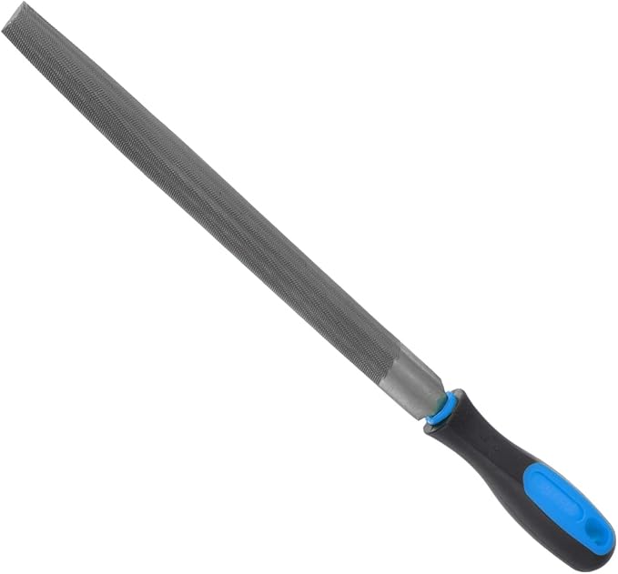Metal Half-Round File, 10" Blade Length, High Carbon Hardened Steel Cut Mill Hand Rasp with Non-Slip Handle Blue - (Applications: for Wood, Metal, Plastic)