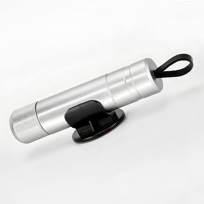 2-in-1 Emergency Car Escape Tool - Spring-Loaded Window Breaker & Seatbelt Cutter, Compact Lifesaver for Families, Portable Keychain Design (Silver)