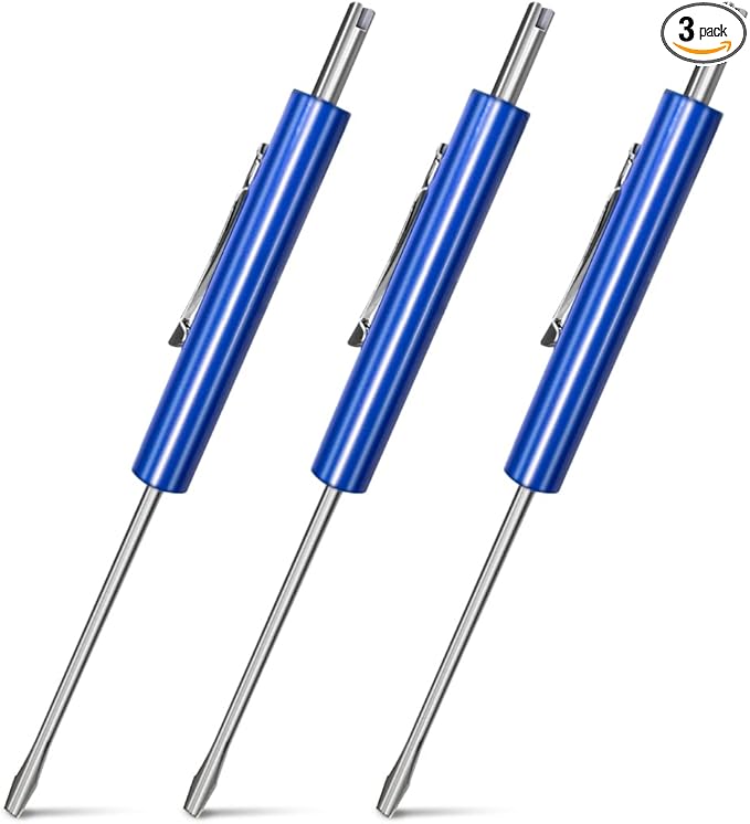 Mini Pocket Screwdriver - Removal Tool - Precision Thermostat Tool - 3 Pack - Schrader Removal - Small Size - 3 Point Screwdriver - Automotive Tools