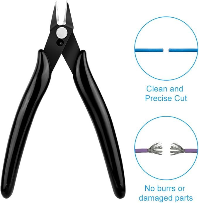 Ainiv Wire Cutters, 4PCS Spring-loaded Side Cutters Flush Cutters, Diagonal Cutters Precision Side Cutters, Diagonal Cutting Pliers in CRV Steel, Heavy Duty Cutting Pliers for Electrical, Homes
