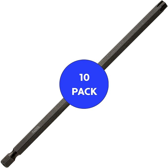 T40 x 6??Torx/Star Driver Bit with Quick-Change Shank - Precision Fit for T-40 Screws and Fasteners, 10-Pack