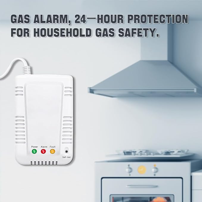 Household Combustible Gas Detector, JT-KBI5 RV Methane Gas Leak Detectors with Visible and Audible Alarm, Plug and Play with Advanced Chip Technology
