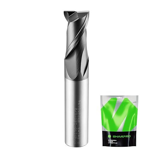 1/2 End Mills 1/2 Inch Shank, 2 Flute Carbide Square Endmill with AlCrN Coated, Upcut Spiral CNC Router Bits for Alloy Steel, Metal and Stainless Steel