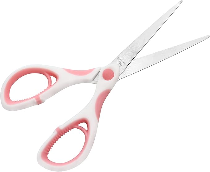 Multipurpose Stainless Steel Scissors 6.7" Pink Sharp Shears Comfort-Grip Scissors for Fabric Craft Office Supplies (Pink)