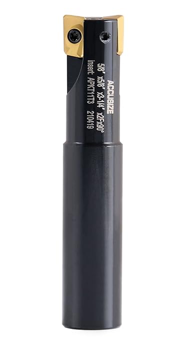 Accusize Industrial Tools 5/8'' 90 Deg Square Shoulder Indexable End Mill with 3-1/4'' Oal, Apkt11t3 Carbide Inserts, 2 Flute, 0056-0916