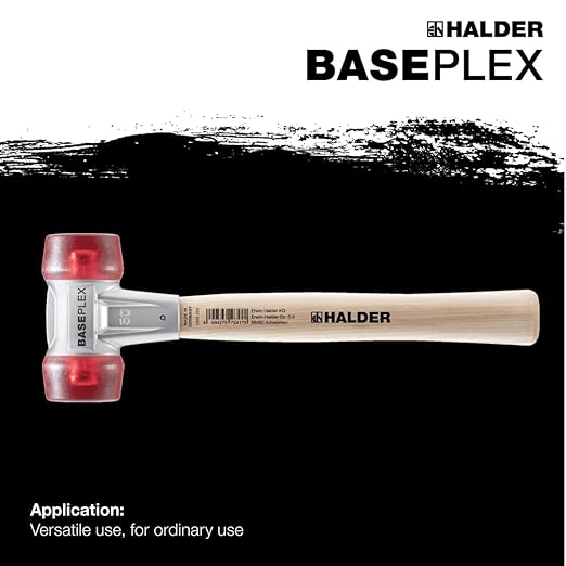 Halder 3906.050 Baseplex 2 lb. Mallet with Red Cellulose Acetate Inserts on Both Sides, Zinc Die Cast Housing, and Wood Handle