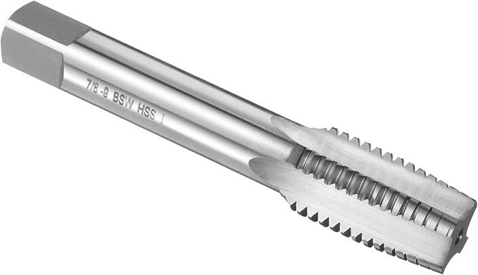 uxcell Hand Taper Tap 7/8"-9 BSW Thread Taper Style Taps Straight Flute Screw Tapping Threading Tool High Speed Steel HSS6542