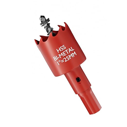 1" (25mm) Bi-Metal M42 High Speed Steel Hole Saw with Pilot Drill Bit, Smooth Cutting Edge for PVC, Drywall, Wood, Plastic, Gypsum Board, Rubber, Thin Metal