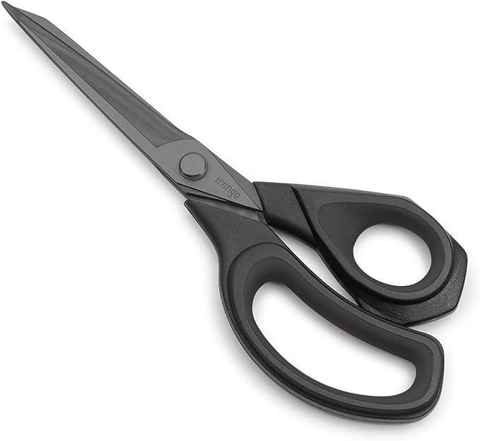 LIVINGO 9.5??Sharp Fabric Scissors, All Purpose Heavy Duty Titanium Coated Premium Forged Stainless Steel Tailor Dressmaking Sewing Shears Comfort for Cutting Leather, Crafting Home Office Use, Black