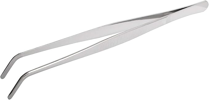 Aoje-Link Stainless Steel Tweezers with Curved Serrated Tip Sewing Machine Electronic Repair Tweezers Pliers Multi-Purpose Tweezers Tool Pliers Silver 2pcs
