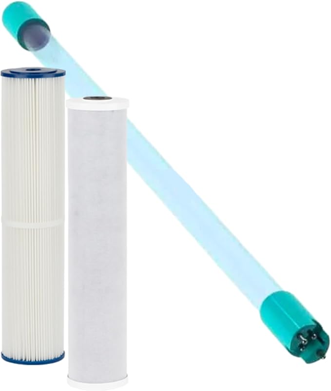 Kind Water Whole House Replacement Filter Set ??Sediment, Carbon Block & UV Replacement Lamp ??Fits E-3000 System and E-1000 System ??Maintain Clean, Safe Water ??Easy 1-Year Kit