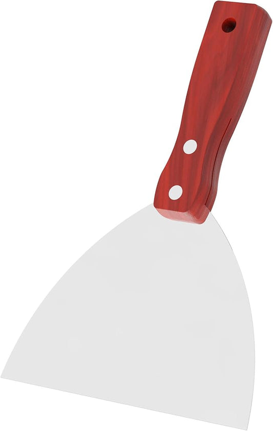 Putty Knife, 6 Inch Stainless Steel Scraper Tool, Wooden Handle Metal Spackle Knives for Drywall, Decals, Wall Paper, Floor Tile, Patching, Painting, Taping, Scraping Coating