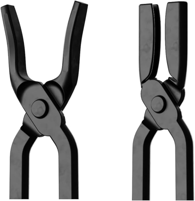 5PCS Blacksmith Tools with Blacksmith Tongs and Blacksmith Hammer,3/8inch V-Bit Bolt,V-Bit Blade,Flat Jaw,Square Jaw, and Assembled Blacksmithing Tongs for Forging Tools and Equipment
