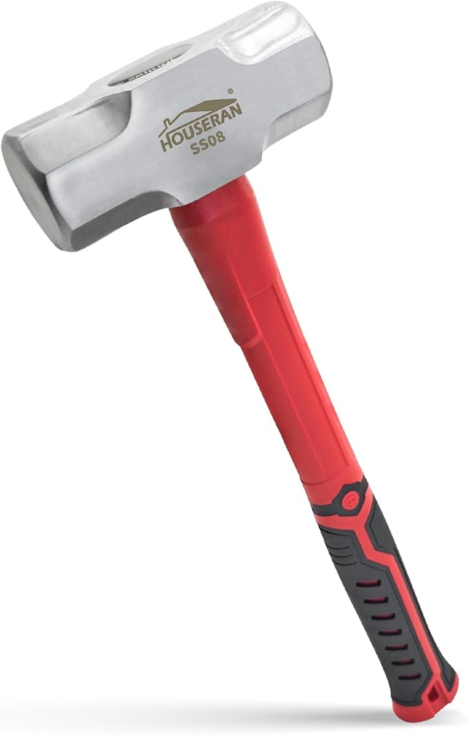 Sledge Hammer 3 Lb, Octagonal Head, Non-slip Rubber Grip, Heavy Duty Hammer For Construction, Gardening, Home Improvement