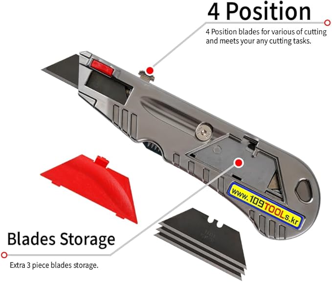 Drywall Utility Knife & Rasp K300 ??4-in-1 Gypsum Board Cutting Tool ??Professional Drywall Cutting Knife with Jab Saw & Tape Measure Hook (Navajas para Drywall)