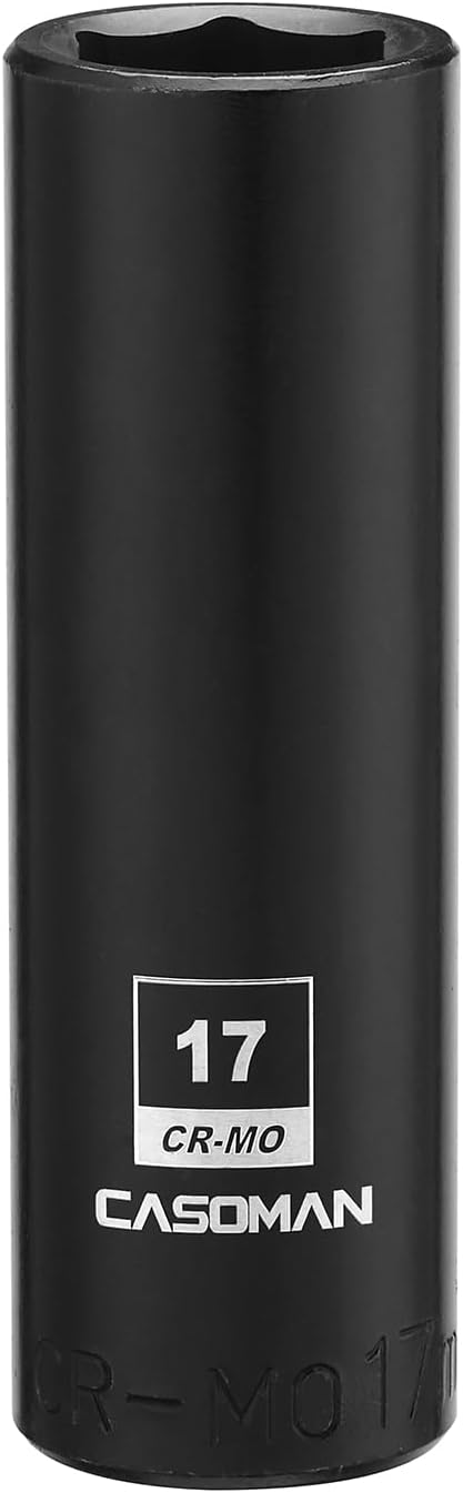 CASOMAN 1/2-Inch Drive x 17mm Deep Impact Socket, 6-Point, Metric, CR-MO