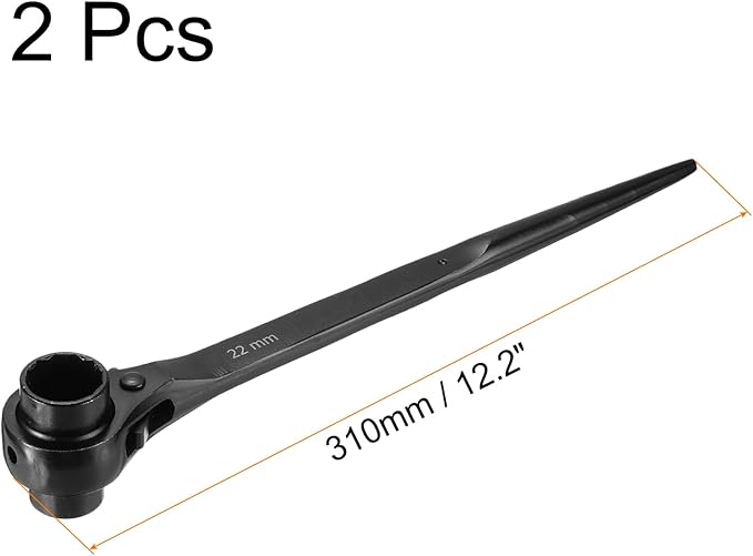uxcell 19 x 22mm 12-Point Scaffold Podger Ratchet Spanner Ratcheting Socket Wrench Tool (Black) 2pcs