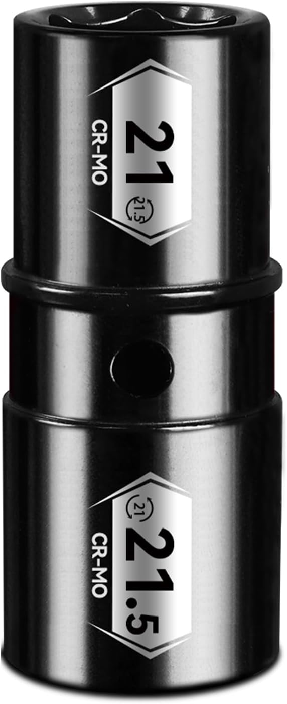 BLACKROBOT 1/2" Drive 21mm x 21.5mm Impact Lug Nut Socket, Half Size Lug Nut Removal Tool, CR-MO, 6-Point, Electroplated Surface for Auto Repair