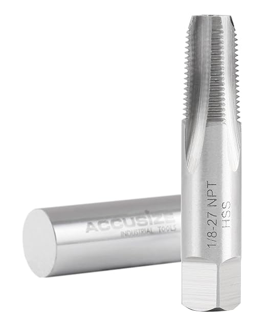 Accusize Industrial Tools NPT-18 H.S.S. Taper Pipe Tap, 1/8 in-27, 4 Flutes