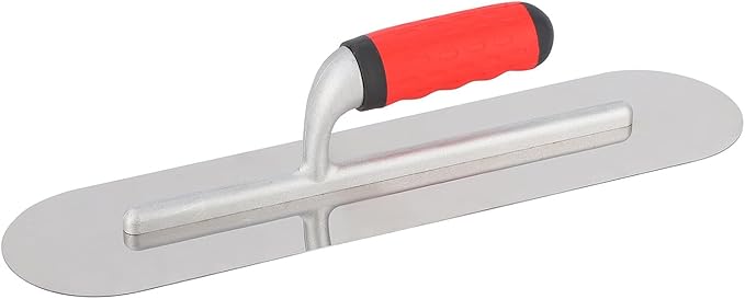 Large 16" x 4" Concrete Tools Stainless Steel Pool Trowel, Masonry Hand Tool with Soft Grip Handle, Lightweight, Plastering Trowel for Drywall Plastering, Round End (Extra Large:16"L x 4"W)