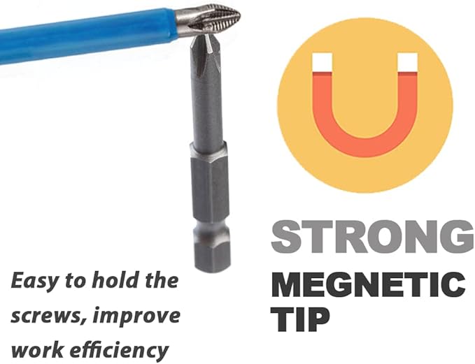 Anti Slip Phillips PH2#2 Screwdriver Bit Set 10PCS 1/4 Inch Hex Shank 6 Inch/150 mm Length S2 Steel with Magnetic for Power Screwdriver Impact Drill Toolkit