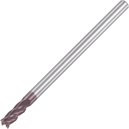 uxcell Square Nose End Mill, 3mm Tip Dia Solid Carbide AlTiN Coated CNC Router Bits 4 Flute Spiral Milling Cutter HRC55 with 3mm Shank 50mm (2-inch) Length