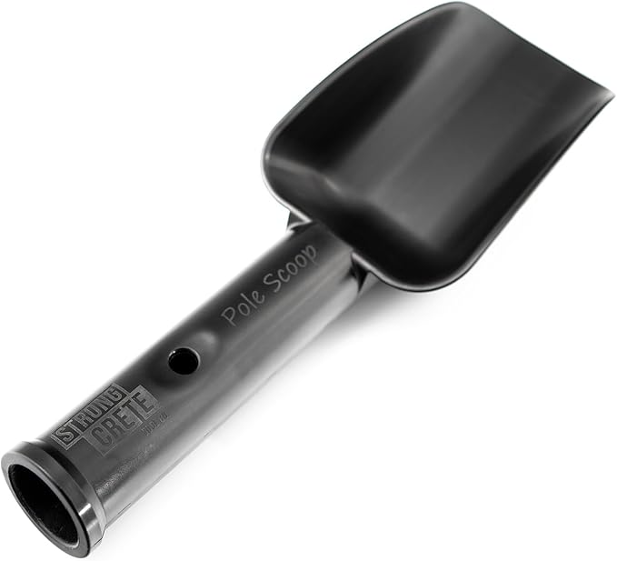 Pole Scoop for Concrete Placement, Attaches to 1-3/8" Extension Poles, 20+ ft Reach (Black)