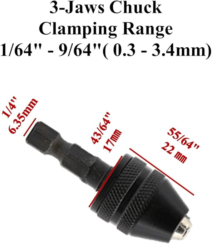 aiyun Drill Bit Adapter with 1/4 Hex Shank - 3Pcs Small Drill Chuck Extension for Impact Driver (0.6-8mm,0.3-3.6mmX2)
