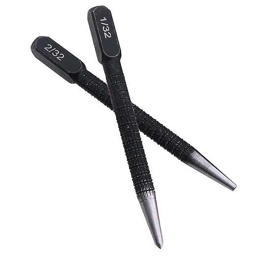 1 Set 4PCS High Carbon Steel Anti Slip Automatic Centre Punch Set Centre Punch Metal Wood Marking Tool 1/32 2/32 3/32 4/32inch for Steel Aluminium Copper Drilling Drill Positioning Black