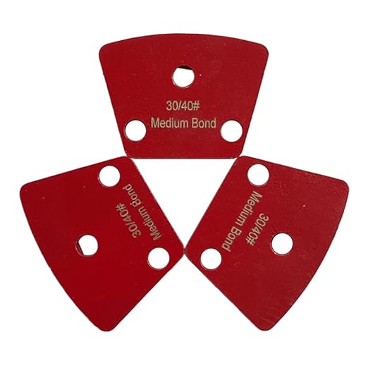 Trapezoidal Diamond Grinding Discs for Iron Horse, Warrior, XtremePolishing & ASL Grinders, 30/40 Grit, Medium Bond, Set of 3PCS