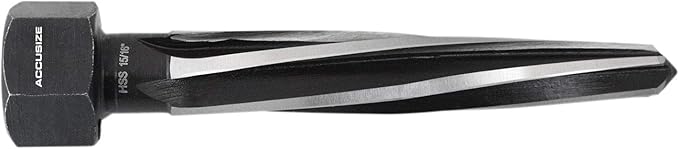 Accusize Industrial Tools H.S.S. Aligning Reamer - 15/16'' Diameter, 5'' Flute Length, 7'' OAL, Hex Shank, Spiral Flute, 0523-6045