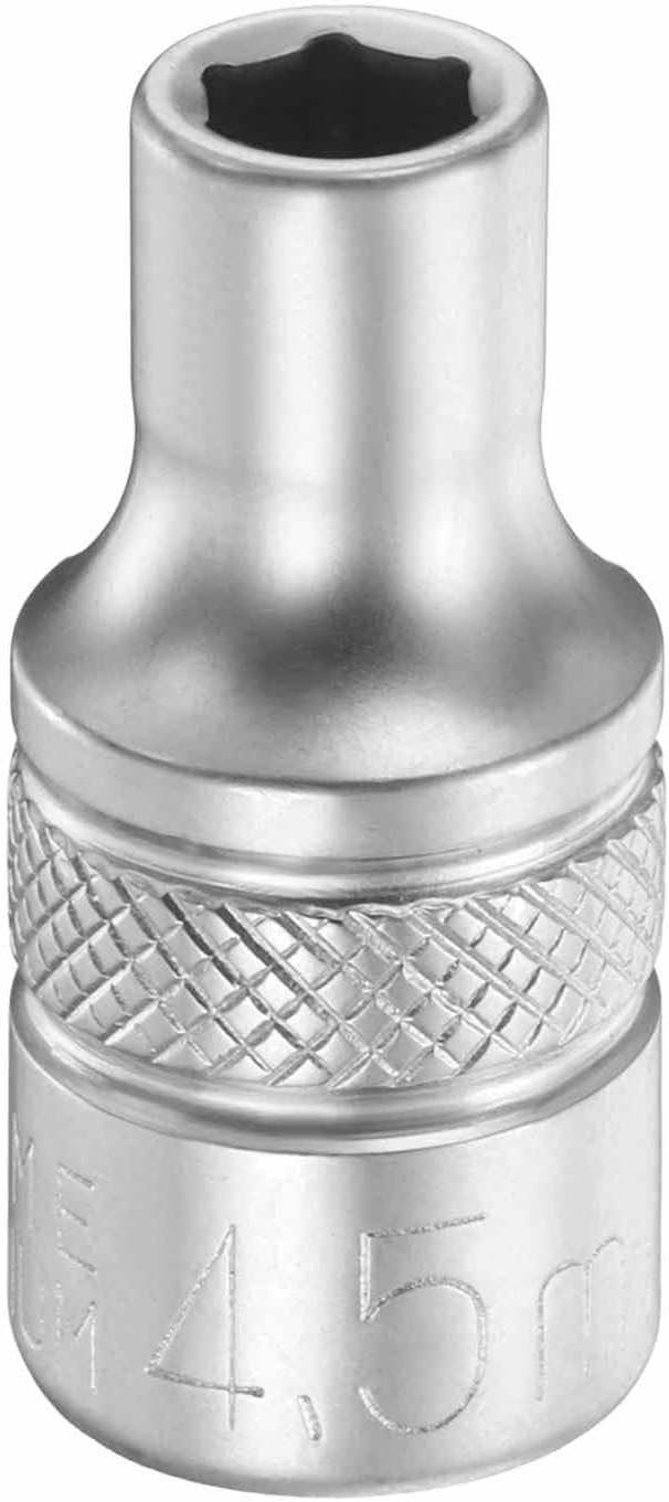 HARFINGTON 6 Points Deep Socket 1/4" Drive 4.5mm Deep Metric CR-V Steel Polished Nickel Plating Flip Sleeve 25mm / 1" Extra Long Socket Tool for Home Auto Nuts Bolts Repair