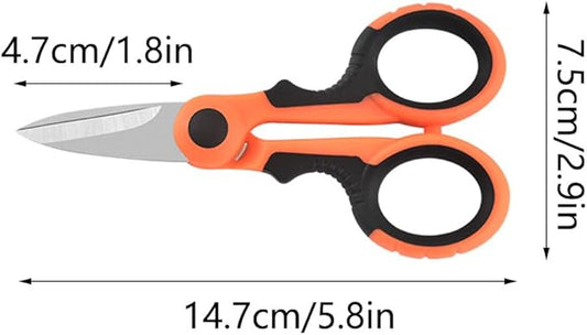 tooloflife Portable Stainless Steel Scissors Anti-Slip Serrated Edge Scissors Saltwater Freshwater Braid Scissors with Plastic Belt Case Sheath Kit for Fishing Outdoor and DIY (Orange Scissor)