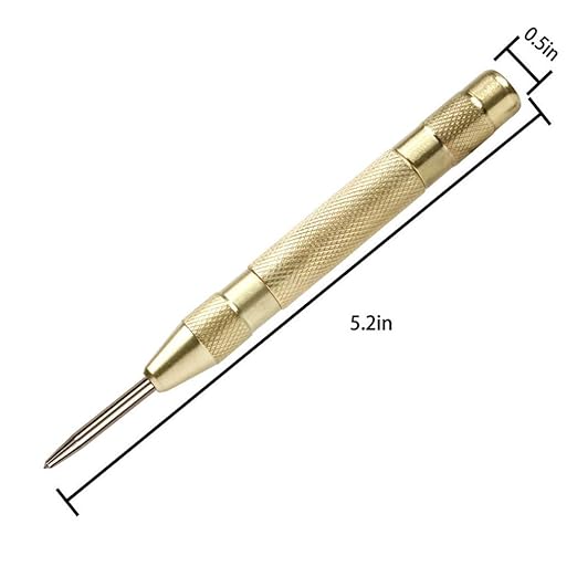 2 Pack Automatic Center Punch, Pamiso 5.1 Inch Spring Loaded Drill Punch Tool,Brass Window Spring Punch Tool, Fixed Point & Car Window Glasses Break
