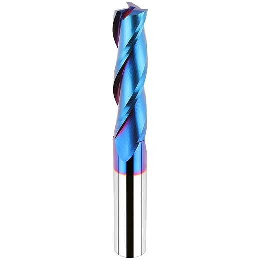 Upcut Spiral Router Bit 3-Flute with 1/2??Shank, Extra Long (4 inch), 1/2??Cutting Diameter, 2??Cutting Length, Carbide CNC Router Bits nACo Coated End Mill for Wood Mortises Carving Engraving
