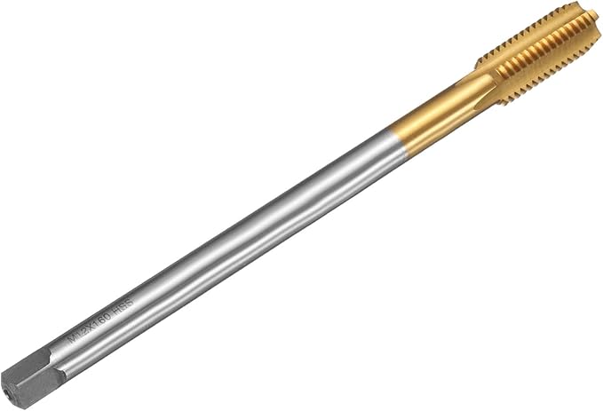 uxcell Metric Thread Tap M12 x 1.75 H2 160mm Straight Flute Screw Thread Milling Machine Taps Threading Tapping Repair Tool