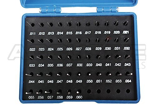 Accusize Industrial Tools 0.011'' to 0.060'', 50 Pc Steel Plug Pin Gage Set, Minus, Class Zz, M0(-)