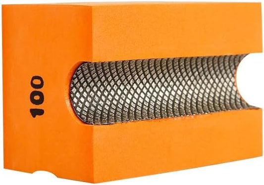 Concave Electroplated Diamond Sanding Block, 100 Grit Curved Polishing Pad for Grinding Trimming Granite Marble Glass Stone Tile Wood (1 Piece)