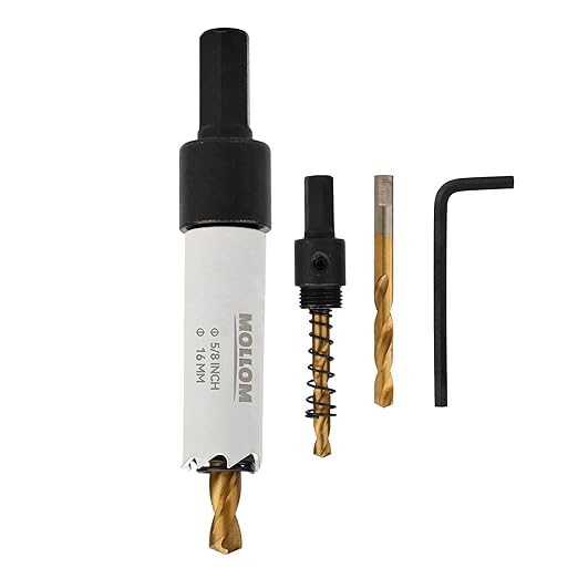 Mollom (16mm | 5/8") HSS M42 with 8% Cobalt BI-Metal Hole Saw with 2 Pilot Drill Bits & Arbor Smooth Cutting for PVC,Drywall,Wood,Plastic,Gypsum Board,Rubber