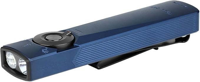 OLIGHT Arkfeld Ultra 1400 Lumens EDC Flat Flashlight, Rechargeable Pocket Light with White LED, UV, and Green Beam (Netural White (4000k~5000K), Navy Blue)