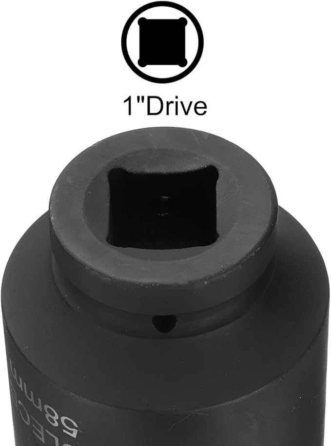 uxcell 1" Drive 58mm 12-Point Impact Socket, CR-MO Steel 80mm Length, Standard Metric Sizes