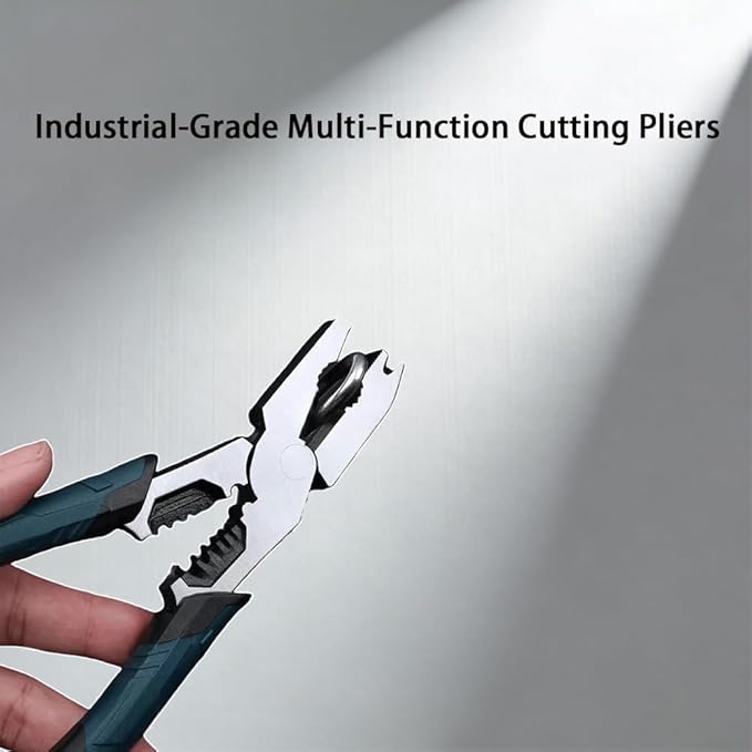 Industrial-Grade Multi-function Cutting Pliers, 9-in-1 Multi-Functional Pliers Nail Puller/Wire Cutter/Stripper/Crimper?봀ompound Action Leverage Design for Repair (1Pcs)