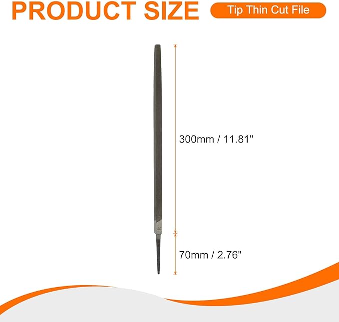 HARFINGTON 12" Square Fine Cut File Double Cut Teeth Fine Metal File High Carbon Steel T12 without Handle for Metal Wood Finishing Roughing Shaping, Grey
