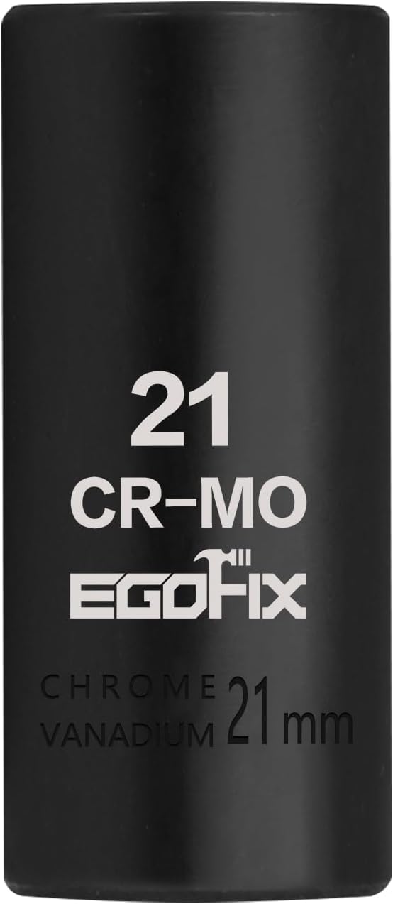 3/8" Drive Deep Impact Socket, 21mm Metric Socket, CR-MO 6 Point for Easy Removal of Axle Nut