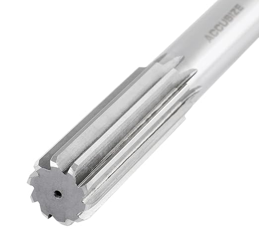 Accusize Industrial Tools 7/8'' H.S.S. Straight Shank Straight Flute Chucking Reamer, Flute Length 2-5/8'', Oal 10'', Right Hand, 8 Flute, 5015-0245
