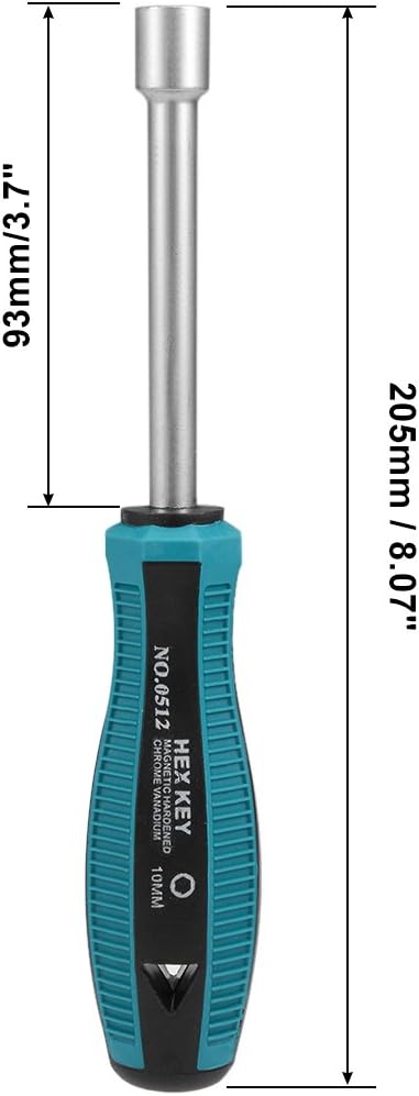 uxcell 10mm Non-Magnetic Tip Six Point Hex Nut Driver with 3.7-Inch Round Shaft